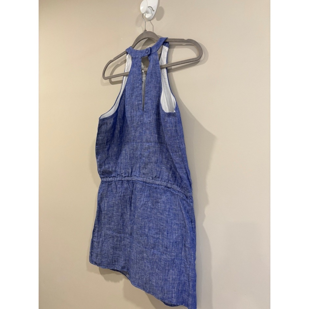 Joie Diega B Dress Blue New With Tags Linen Halter Neck Drawstring Mini S - Picture 5 of 6